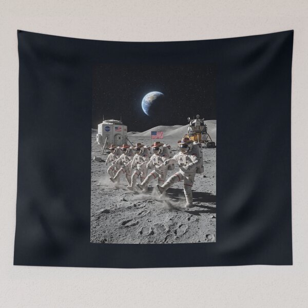 Item preview, Line dancing astronauts on the moon designed and sold by WiseBow.