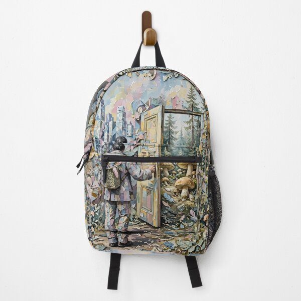 Item preview, Man Opening Surreal Door Between City and Mushroom Forest designed and sold by m-y-A-I-A-R-T-.