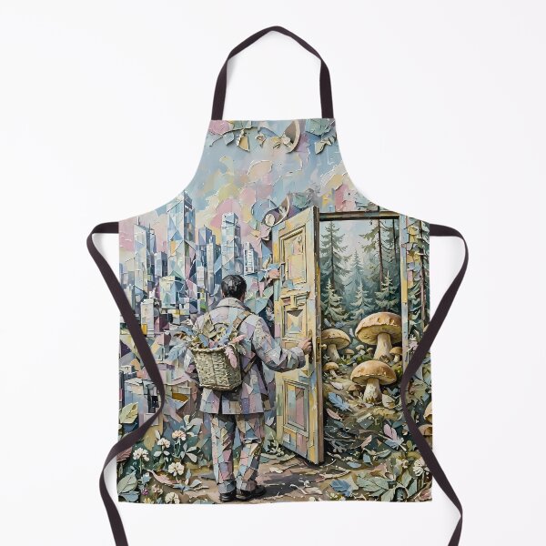 Item preview, Man Opening Surreal Door Between City and Mushroom Forest designed and sold by m-y-A-I-A-R-T-.