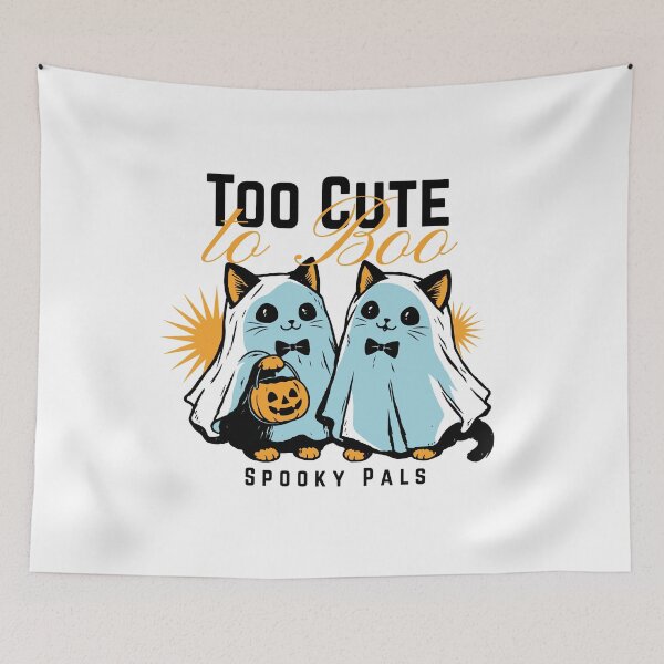 Item preview, Too Cute to Boo Spooky Pals | Ghost Cats Halloween Art designed and sold by Nobody Shadow Art.