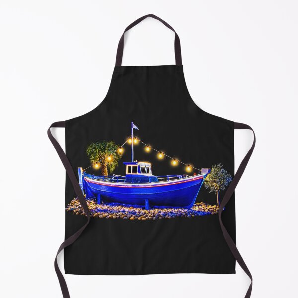 Item preview, Neon Blue Fishing Boat Coastal Night Lights designed and sold by Tee-Shirt-Topia.