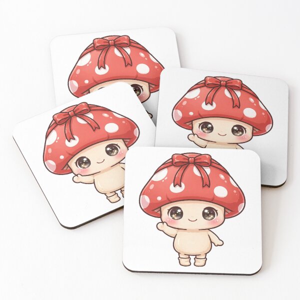 Item preview, Cute waving mushroom with red bow designed and sold by priyankajustine.