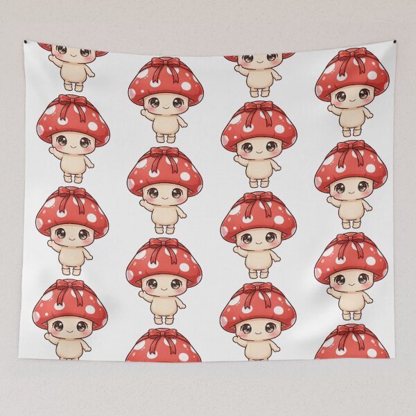 Item preview, Cute waving mushroom with red bow designed and sold by priyankajustine.