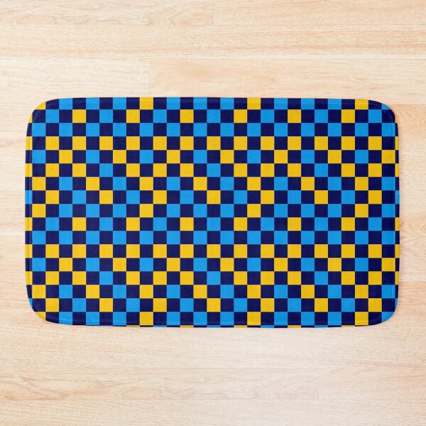 Item preview, Blue And Yellow On Navy Blue Checkered Pattern   designed and sold by PatternTitan.