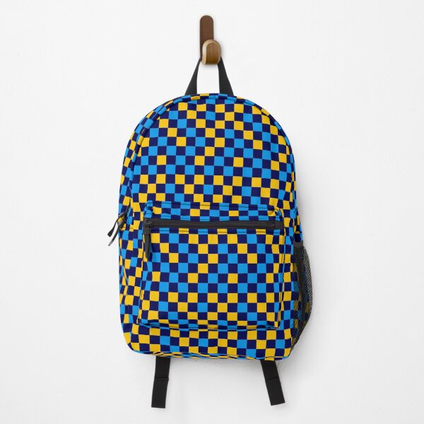 Item preview, Blue And Yellow On Navy Blue Checkered Pattern   designed and sold by PatternTitan.
