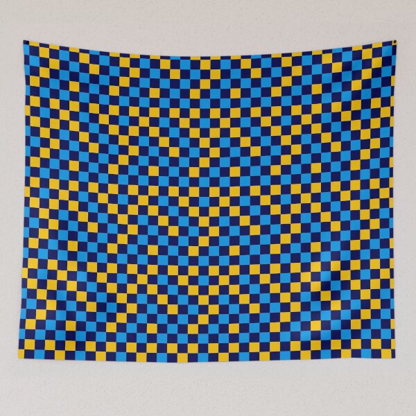 Item preview, Blue And Yellow On Navy Blue Checkered Pattern   designed and sold by PatternTitan.
