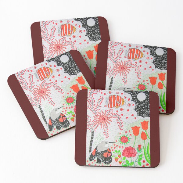 Item preview, Red Magic Fantasy: Butterfly Bird and Candy Fish designed and sold by Anna-Art-Studio.