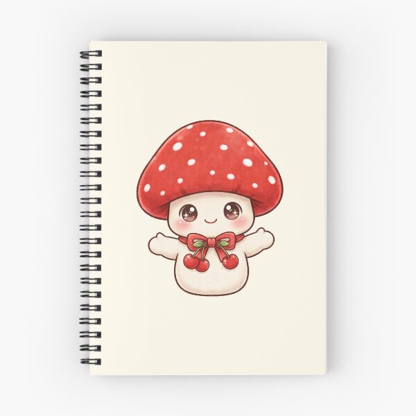 Item preview, Cute mushroom with red cherry ribbon designed and sold by priyankajustine.
