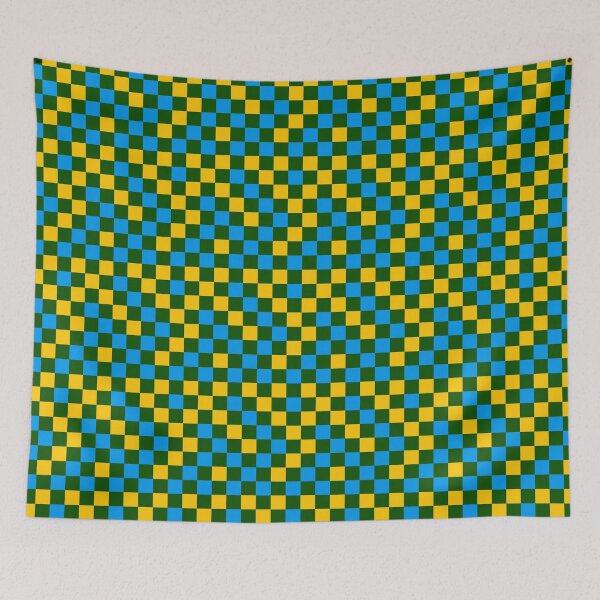 Item preview, Blue And Yellow On Green Checkered Pattern   designed and sold by PatternTitan.