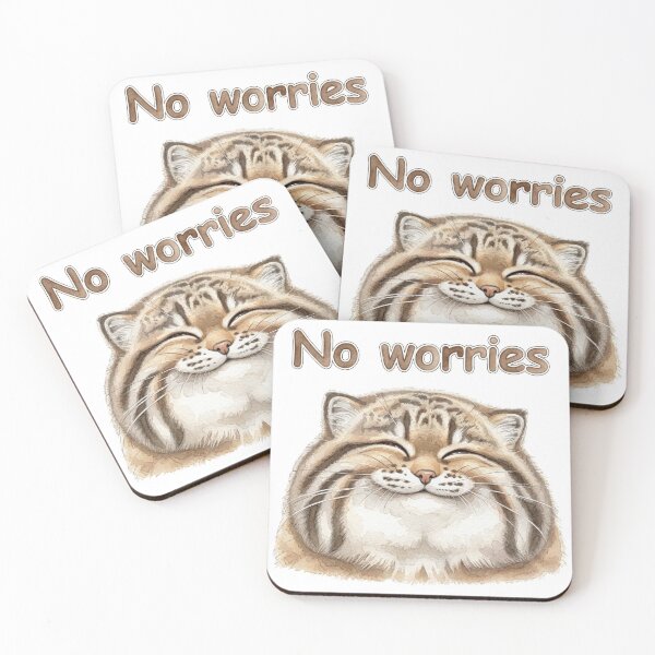 Item preview, No Worries Cute Smiling Watercolor Pallas Cat designed and sold by PawtopiaArt.