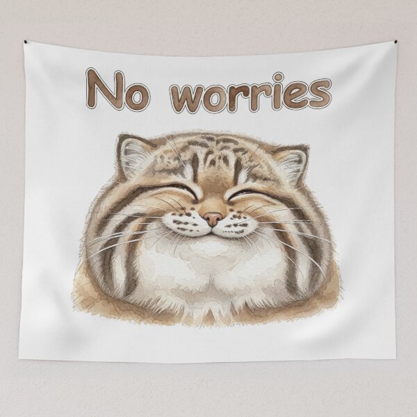 Item preview, No Worries Cute Smiling Watercolor Pallas Cat designed and sold by PawtopiaArt.