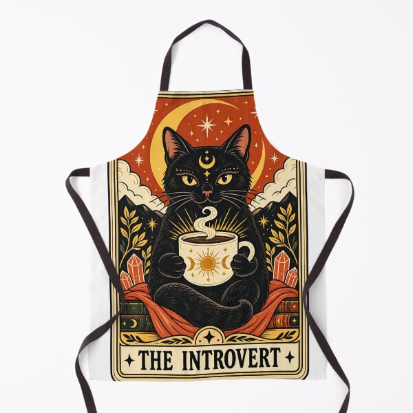 Item preview, The Introvert Tarot Card - Mystical Black Cat Coffee Aesthetic designed and sold by Cozy Introvert Club.