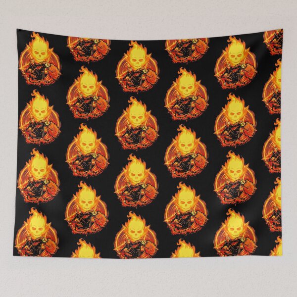Item preview, Flaming Skull Fiery Rider Pentagram Hellfire Biker Design designed and sold by YasuoShop.