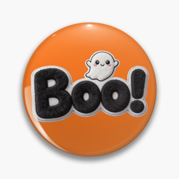 Item preview, Kawaii Boo Ghost - Spooky Cute Plush Typography Patch designed and sold by thelexiverse.