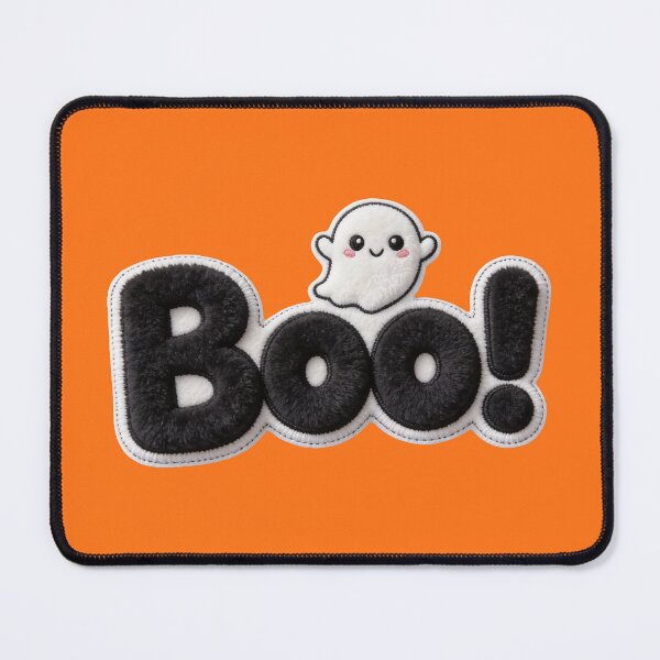 Item preview, Kawaii Boo Ghost - Spooky Cute Plush Typography Patch designed and sold by thelexiverse.