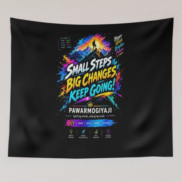 Item preview, Small Steps Big Changes Keep Going Neon Typography Art designed and sold by Pawar1999.