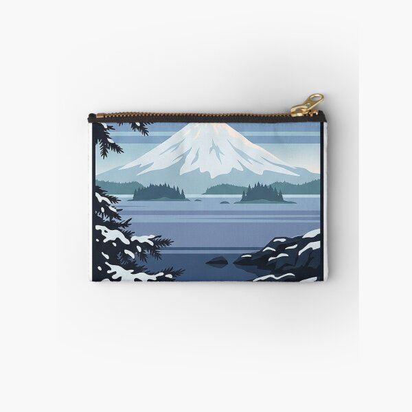 Artikelvorschau, Sitka Alaska Winter Mount Edgecumbe Retro Reiseplakat Aufkleber entworfen und verkauft von DetourDgn.
