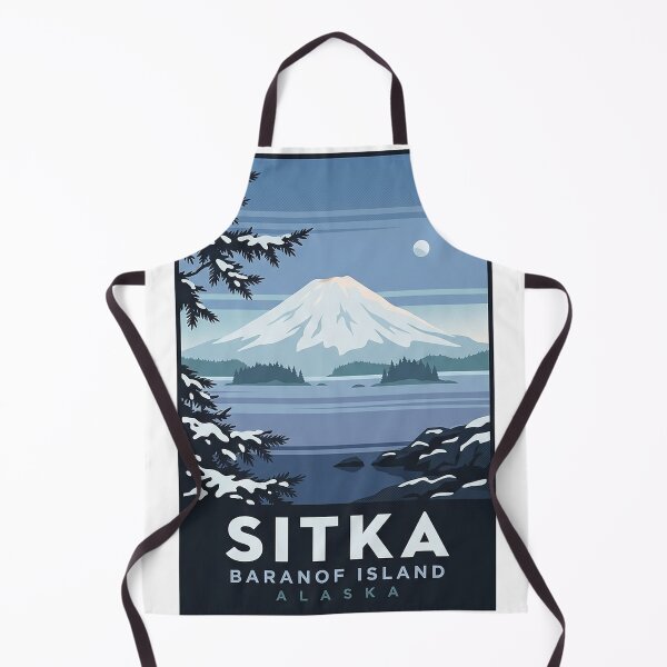 Item preview, Sitka Alaska Winter Mount Edgecumbe Retro Travel Poster Sticker designed and sold by DetourDgn.