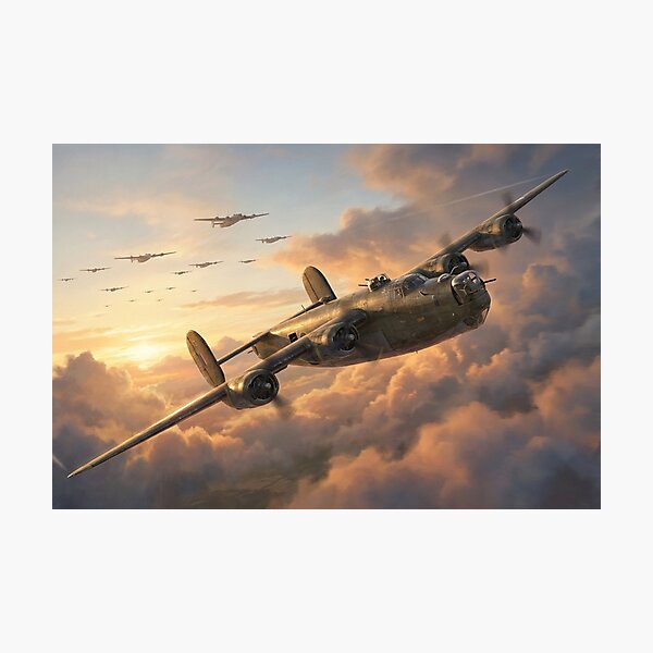Item preview, B-24 Liberator Bomber Formation at Sunset designed and sold by Airpower Art.