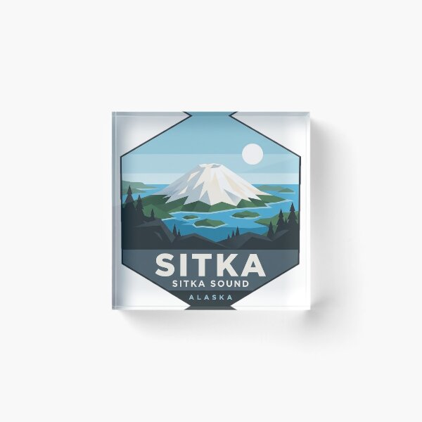 Item preview, Sitka Alaska Geometric Mount Edgecumbe Hexagon Sticker designed and sold by DetourDgn.