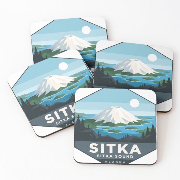 Item preview, Sitka Alaska Geometric Mount Edgecumbe Hexagon Sticker designed and sold by DetourDgn.