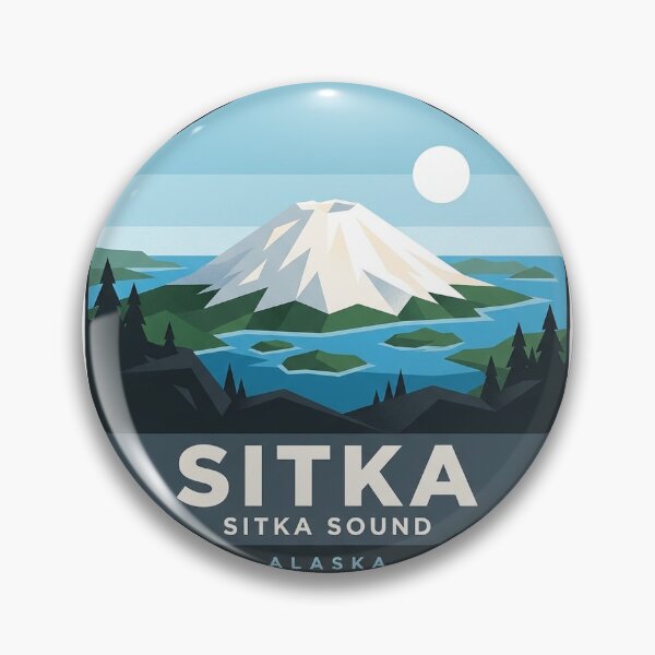 Item preview, Sitka Alaska Geometric Mount Edgecumbe Hexagon Sticker designed and sold by DetourDgn.