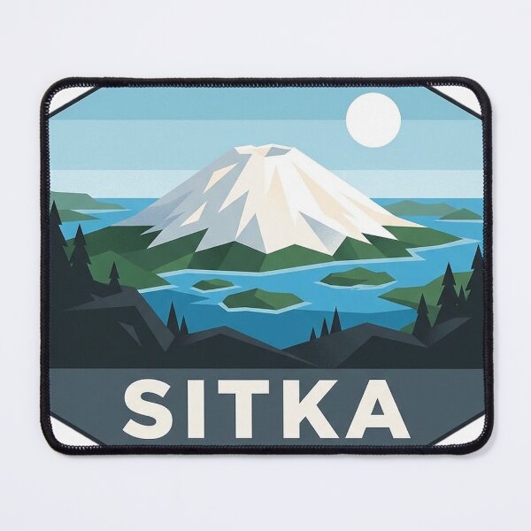 Item preview, Sitka Alaska Geometric Mount Edgecumbe Hexagon Sticker designed and sold by DetourDgn.