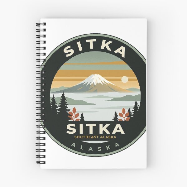 Item preview, Sitka Alaska Autumn Mount Edgecumbe Round Badge Sticker designed and sold by DetourDgn.