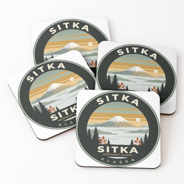 Item preview, Sitka Alaska Autumn Mount Edgecumbe Round Badge Sticker designed and sold by DetourDgn.