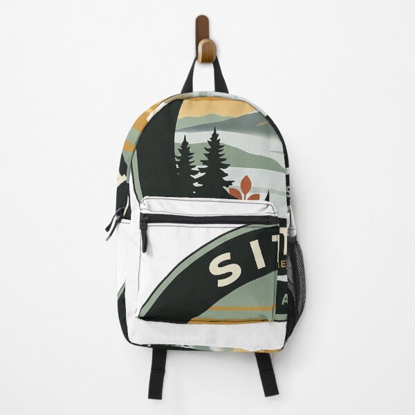 Item preview, Sitka Alaska Autumn Mount Edgecumbe Round Badge Sticker designed and sold by DetourDgn.