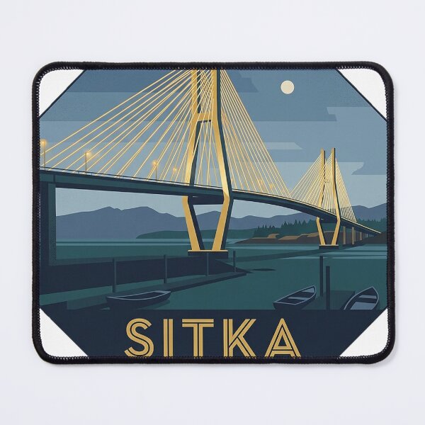 Item preview, Sitka Alaska O'Connell Bridge Art Deco Emblem Sticker designed and sold by DetourDgn.