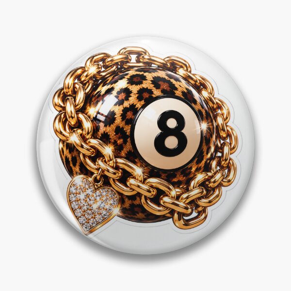 Item preview, Luxury Leopard 8 Ball Sticker – Premium Gold Chain Bling Billiards Pool Aesthetic designed and sold by AstraDrip Studio.