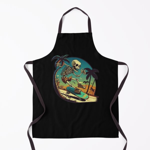 Item preview, Spooky Skeleton Skateboarding Tropical Beach Sunset Art designed and sold by RileyDaplyn.