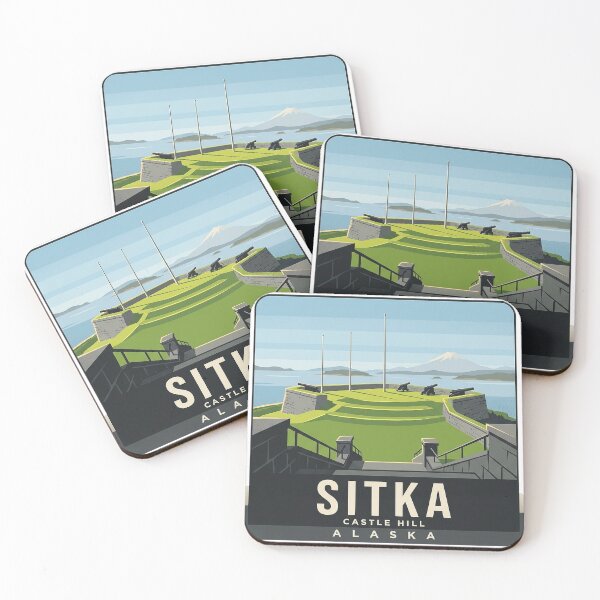 Item preview, Sitka Alaska Castle Hill Historic Site Vintage Poster Sticker designed and sold by DetourDgn.