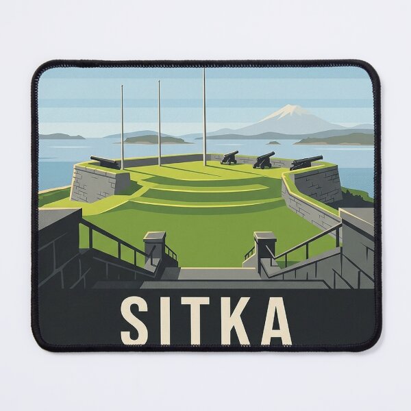 Item preview, Sitka Alaska Castle Hill Historic Site Vintage Poster Sticker designed and sold by DetourDgn.