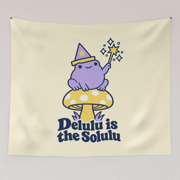 Item preview, Delulu Is The Solulu Frog Wizard Cute Mushroom Magic designed and sold by KungPowUnicorn.