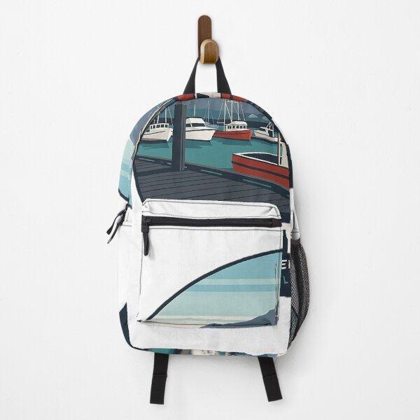 Item preview, Sitka Alaska Crescent Harbor Fishing Boats Retro Sticker designed and sold by DetourDgn.