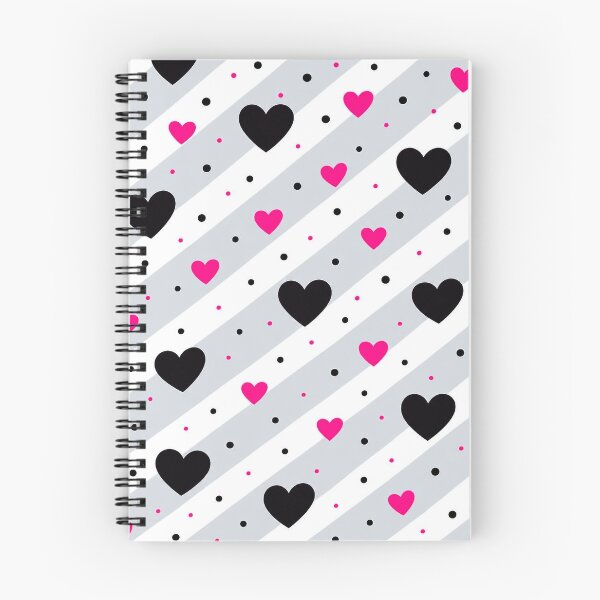 Item preview, Pink & Black Hearts with Diagonal Stripes – Cute Love Pattern designed and sold by IMuDesigner.