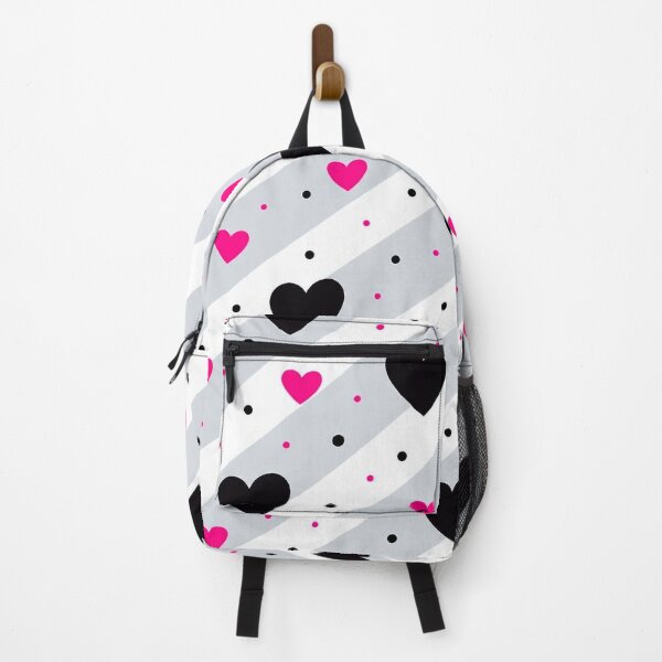 Item preview, Pink & Black Hearts with Diagonal Stripes – Cute Love Pattern designed and sold by IMuDesigner.