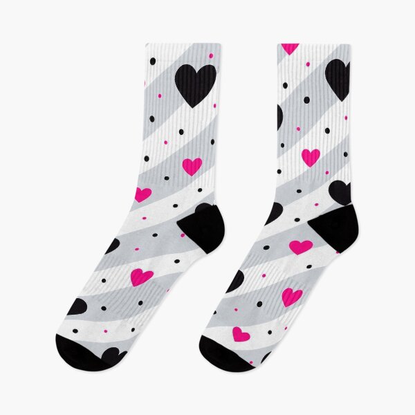 Item preview, Pink & Black Hearts with Diagonal Stripes – Cute Love Pattern designed and sold by IMuDesigner.
