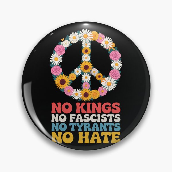 Item preview, No Kings No Fascists No Tyrants No Hate – Retro Floral Peace Sign designed and sold by LoFizzy.