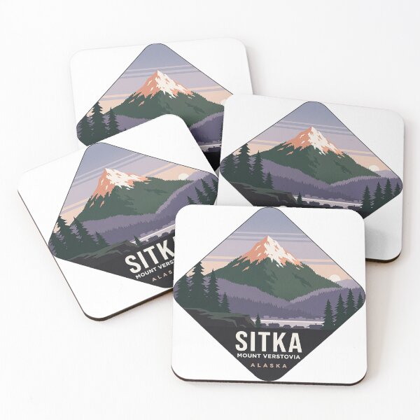 Item preview, Sitka Alaska Mount Verstovia Alpenglow WPA Hiking Sticker designed and sold by DetourDgn.