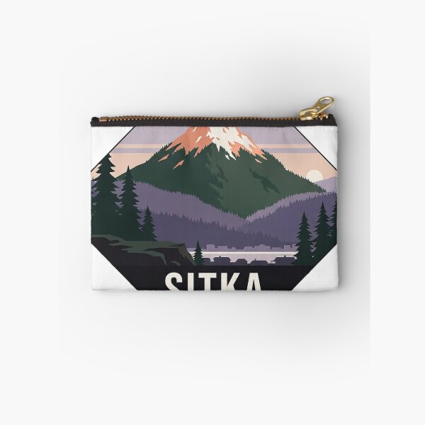 Artikelvorschau, Sitka Alaska Mount Verstovia Alpenglow WPA Wanderaufkleber entworfen und verkauft von DetourDgn.