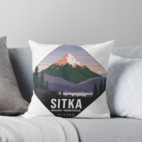 Item preview, Sitka Alaska Mount Verstovia Alpenglow WPA Hiking Sticker designed and sold by DetourDgn.