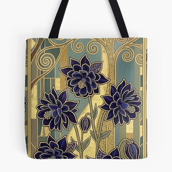 Item preview, Black Barlow Columbine: Vienna Secession Gothic Art Nouveau Floral Print designed and sold by FreiherrPK.