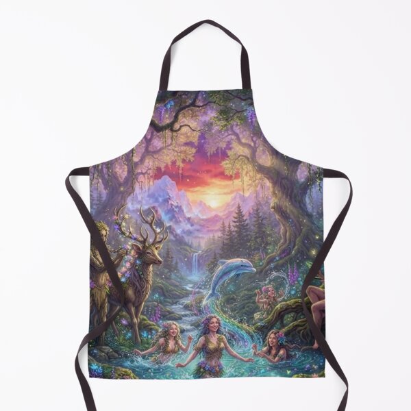 Item preview, Enchanted Forest Nymphs Bathing in a Magical River Fantasy Art designed and sold by SodhaIqbalKasam.