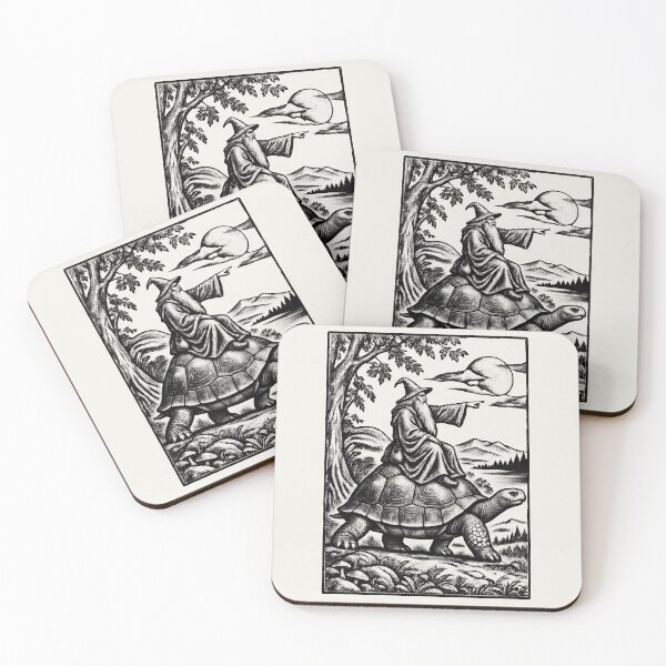 Item preview, Medieval Wizard Tortoise Rider – Vintage Fantasy Art designed and sold by AmiGraph.