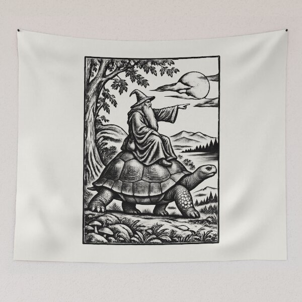 Item preview, Medieval Wizard Tortoise Rider – Vintage Fantasy Art designed and sold by AmiGraph.