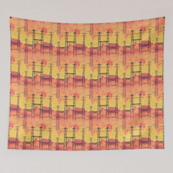 Item preview, Transmission Towers and Sunset Sky Seamless Pattern designed and sold by Pylon-Bureau.