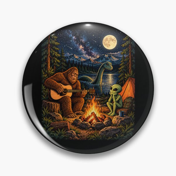 Item preview, Bigfoot and Alien Loch Ness Campfire  designed and sold by a-turner-paint.